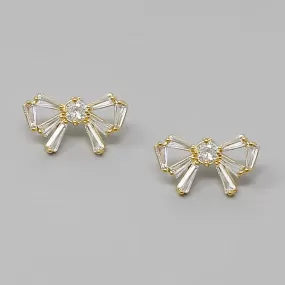 Bow CZ Pave Stud Earrings