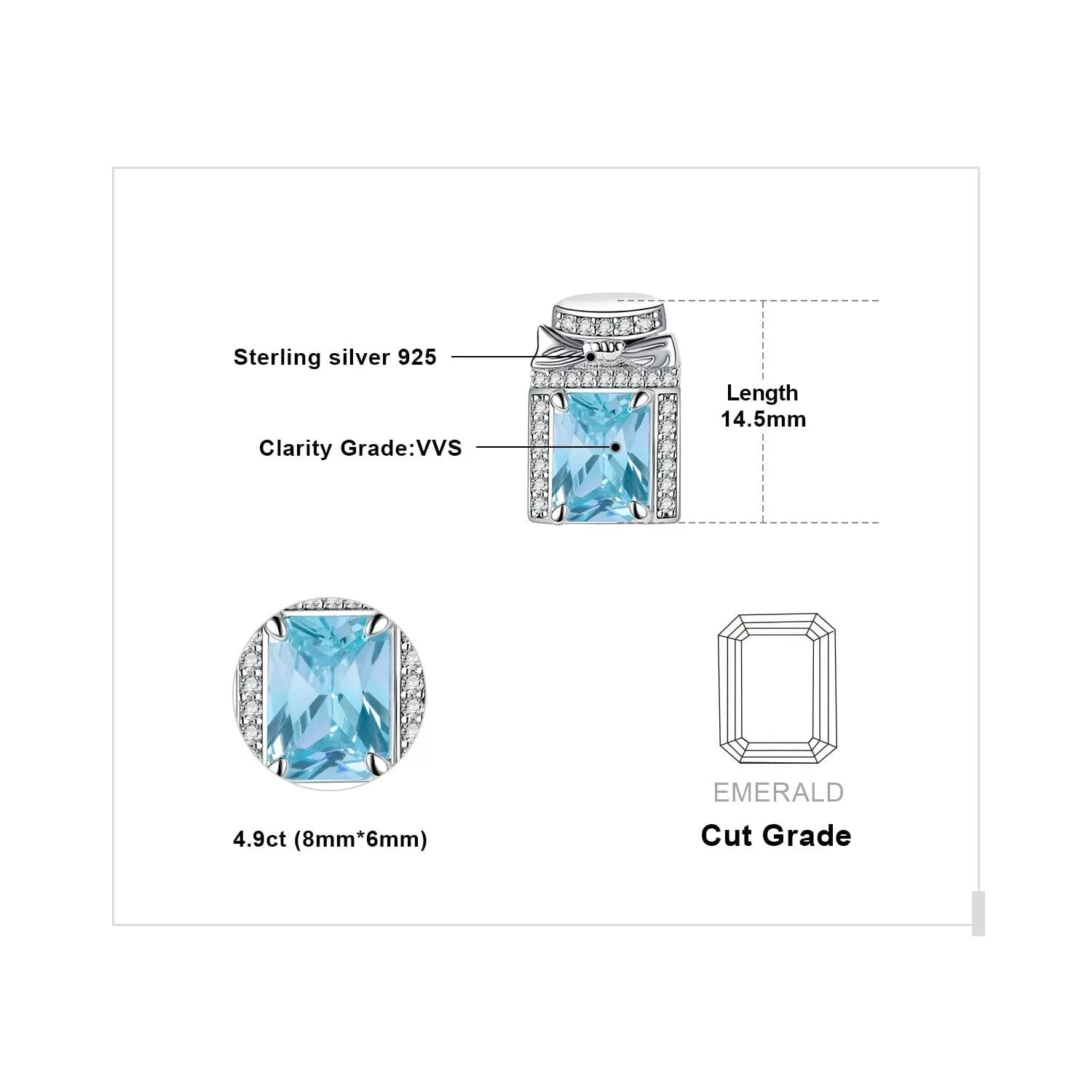 Bow Knot 5.4ct Aquamarine 925 Sterling Silver Stud Earrings