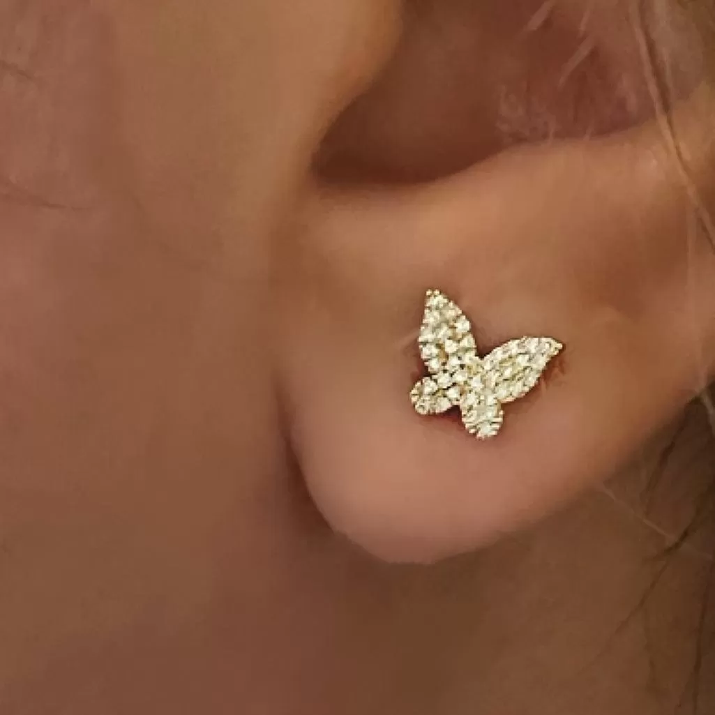 Butterfly Diamond Stud Earrings