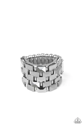 Checkered Couture Silver Hematite Ring - Paparazzi Accessories