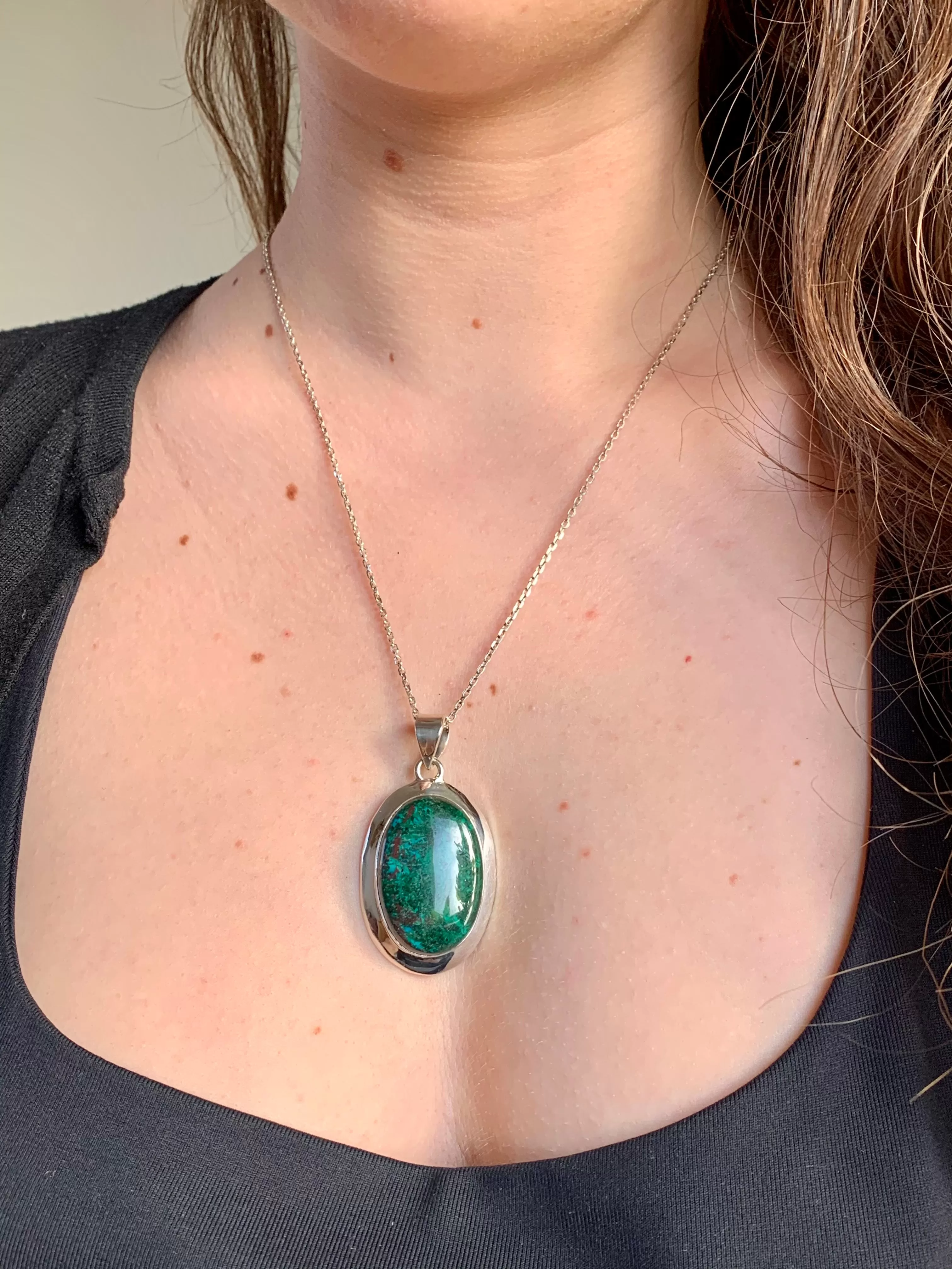 Chrysocolla Medea Pendant - Large Oval