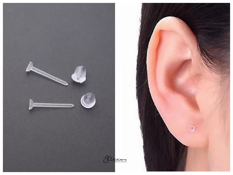 Clear Invisible Earrings Retainer | Light Flat Top Ear Piercing