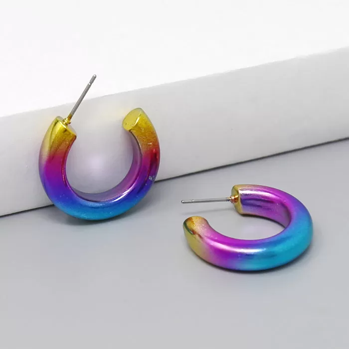 Color Dipped Metal Tube Hoop Earrings