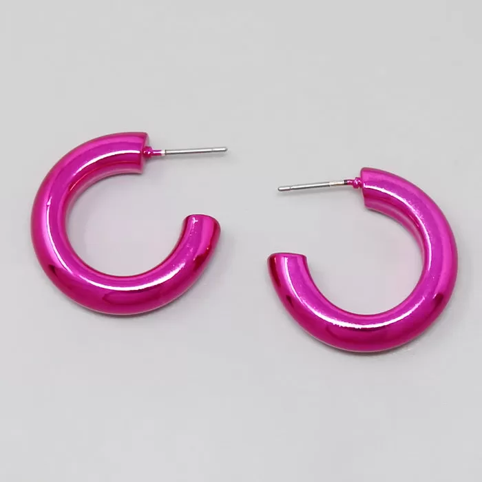 Color Dipped Metal Tube Hoop Earrings