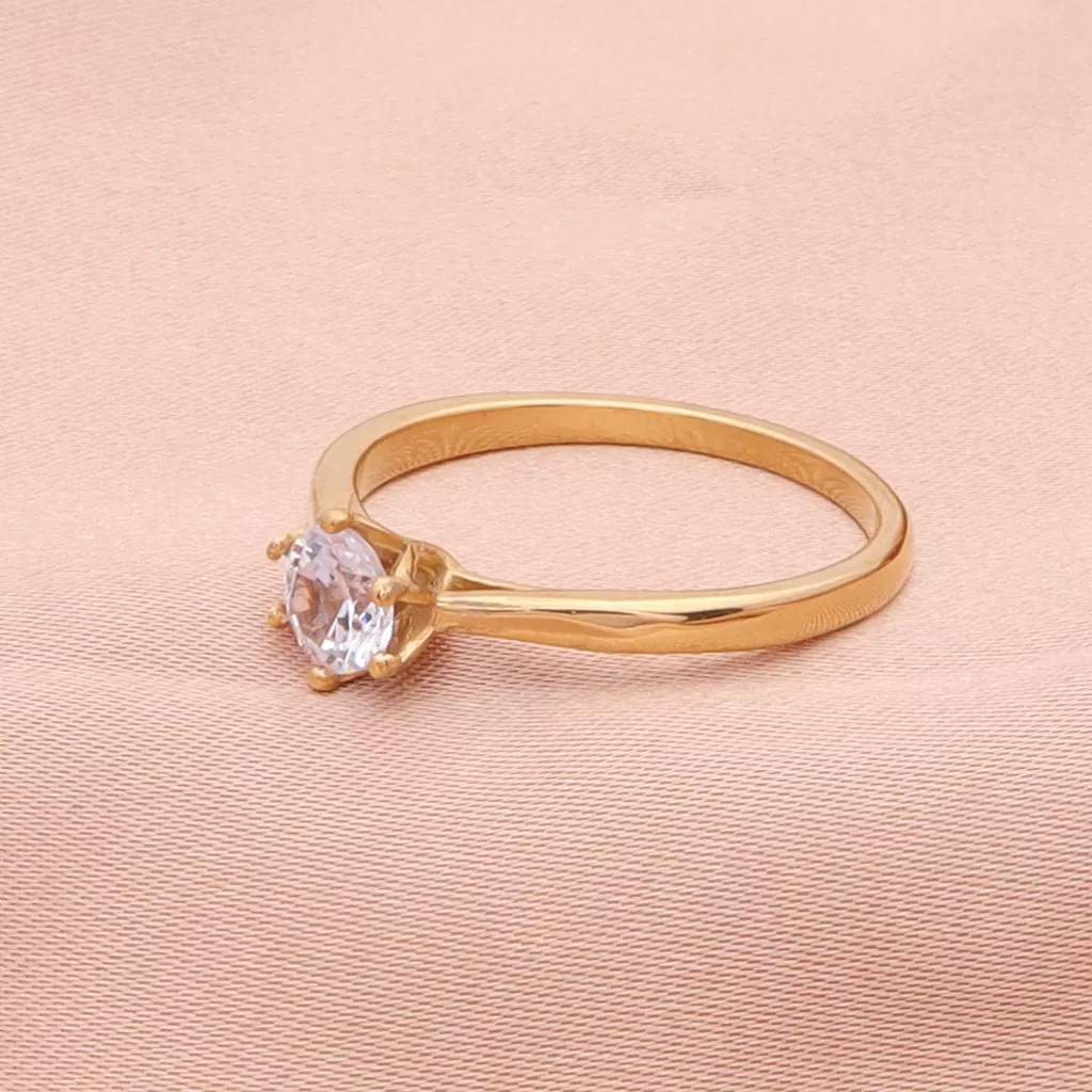 Cubic Zirconia Wedding Engagement Ring - Gold