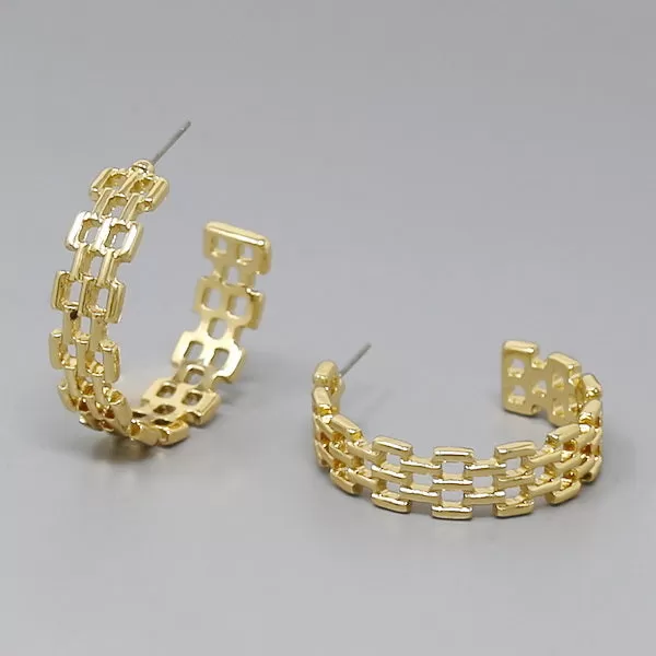 Cutout Textured Metal Hoop Earrings