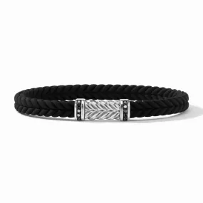 David Yurman Gents Chevron Black Rubber Bracelet with Pave Black Diamonds