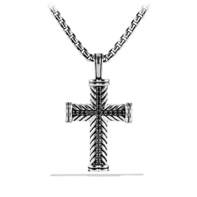 David Yurman Men's Chevron Cross 42 x 30MM with Black Diamonds