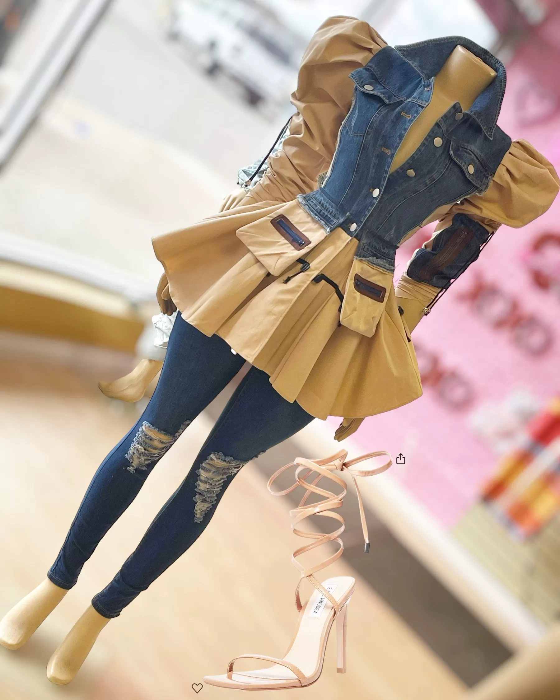 DENIM PATCH LONG SLEEVE JACKET/TOP