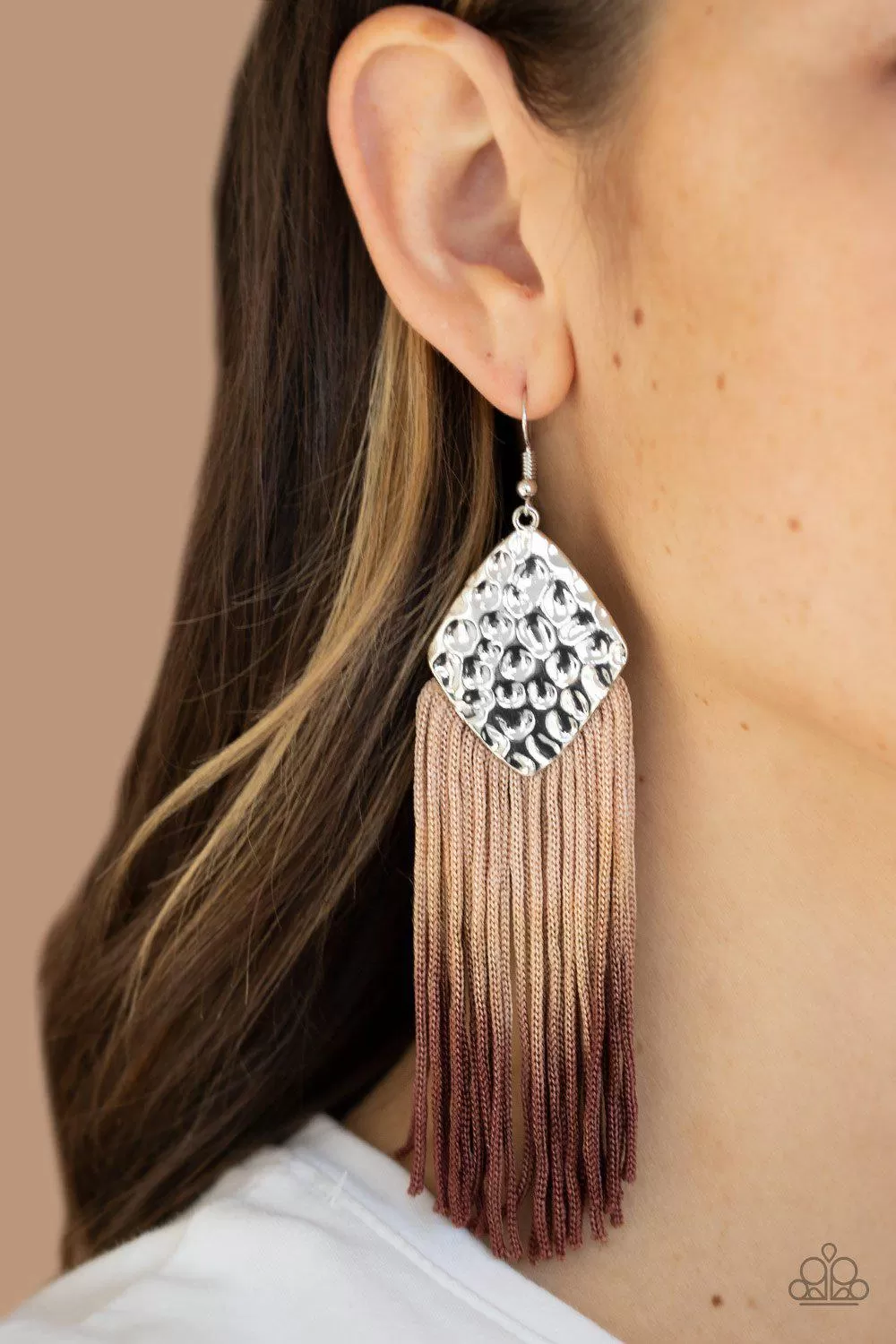 Dip In Brown and Silver Ombre Tassel Earrings - Paparazzi Accessories