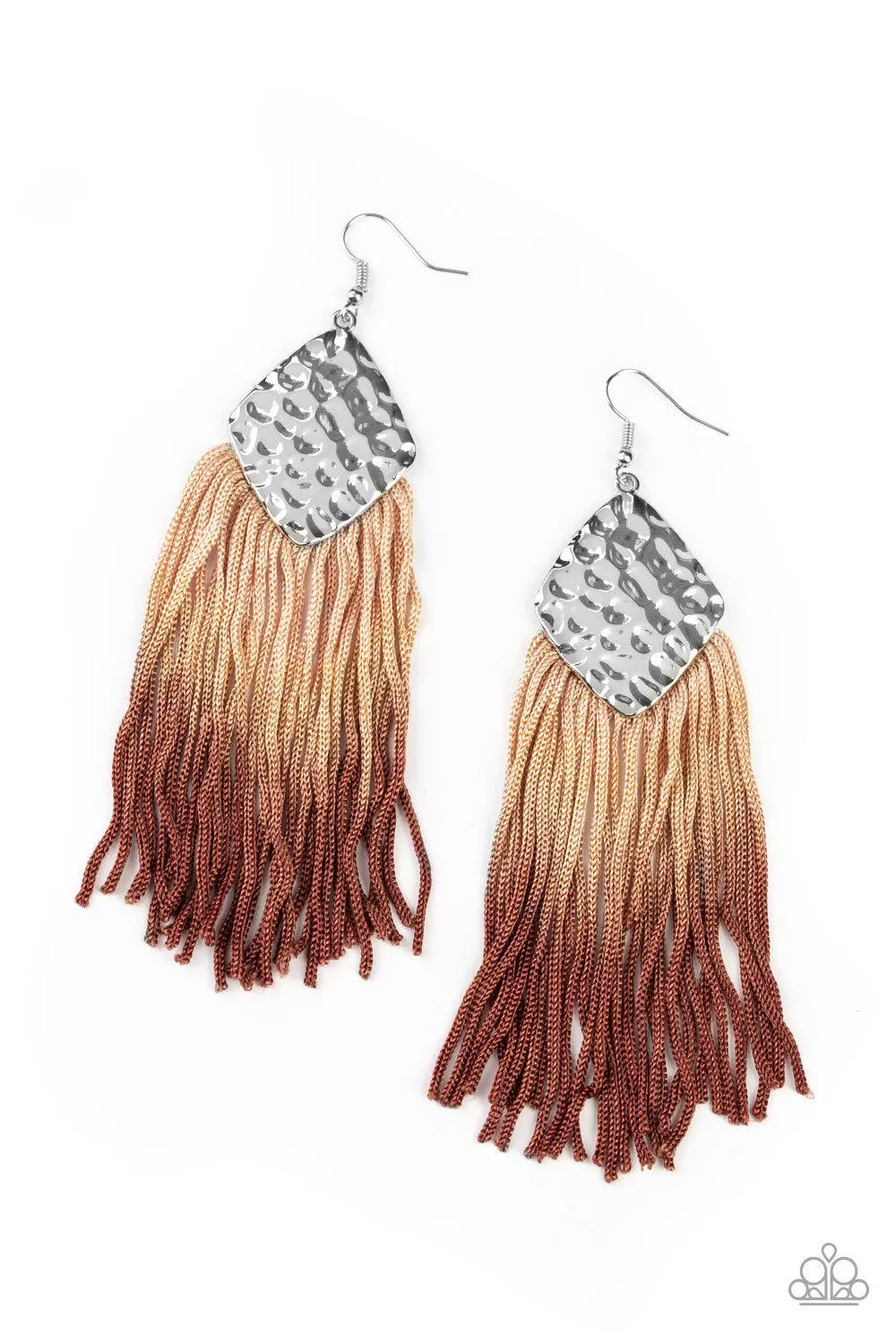 Dip In Brown and Silver Ombre Tassel Earrings - Paparazzi Accessories