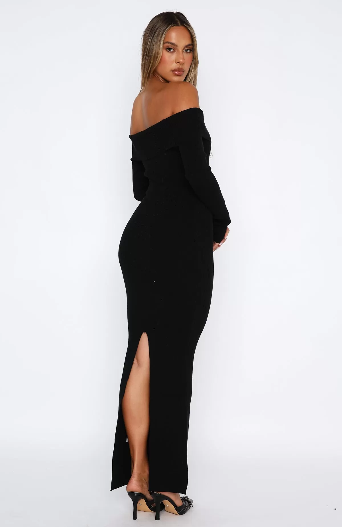 Don't Call Me Anymore Long Sleeve Maxi Dress Black