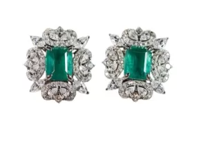 Emerald Leaf Stones Stud Earrings