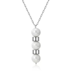 Engraving Pearl Necklace Stainless Steel