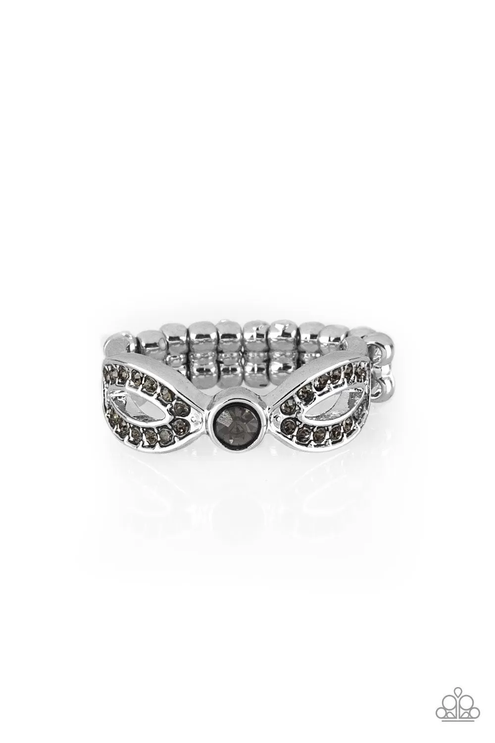 Extra Side of Elegance Silver Rhinestone Ring - Paparazzi Accessories