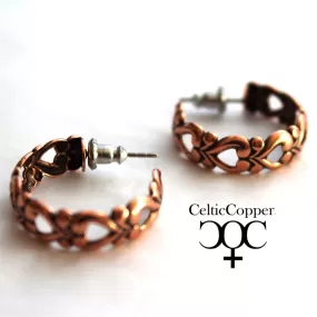 Flowing Heart Copper Hoop Earrings EC119 Solid Copper Jewelry Post Style Copper Hoop Earrings