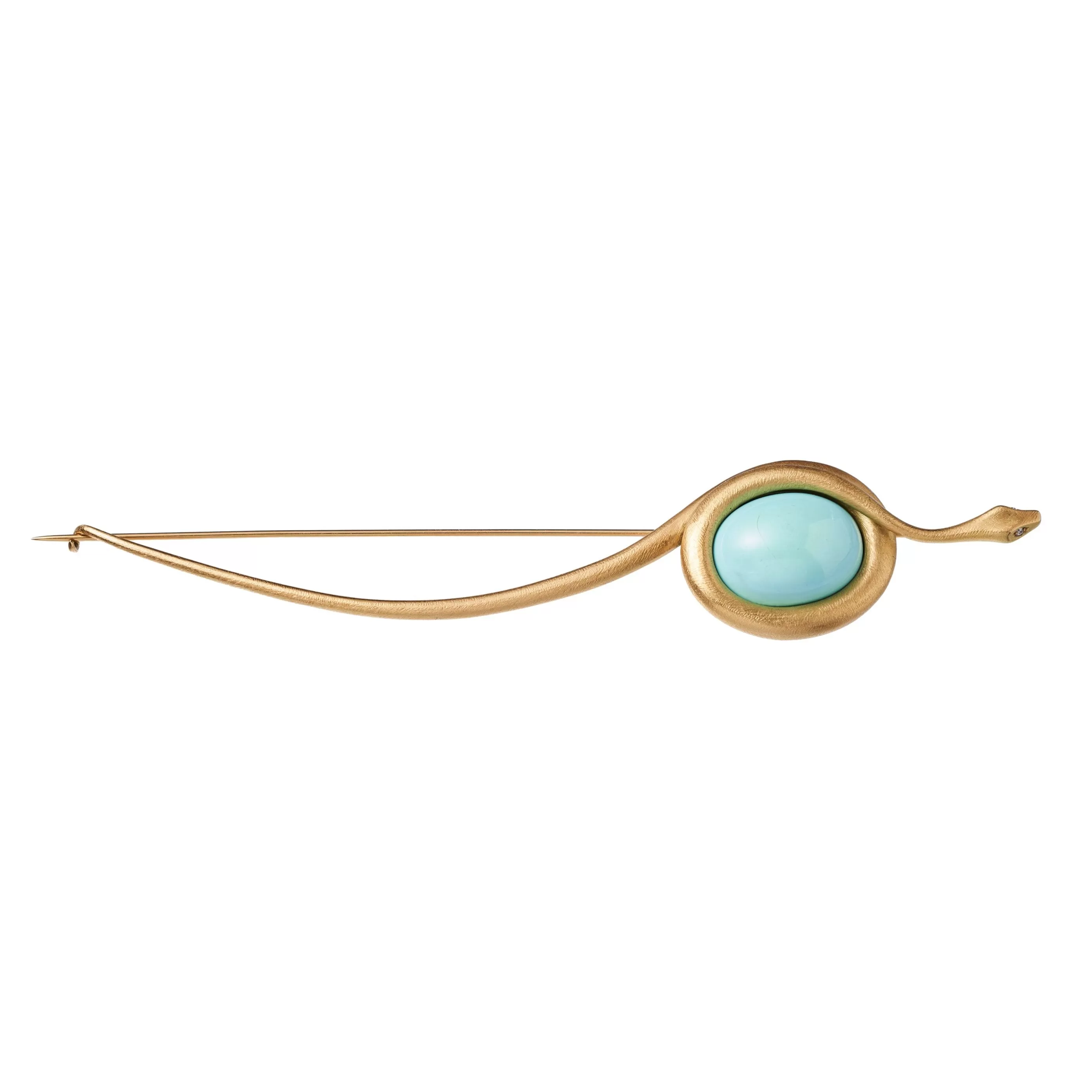 Gabriella Kiss 18k Snake and Pale Persian Turquoise Cabochon Brooch