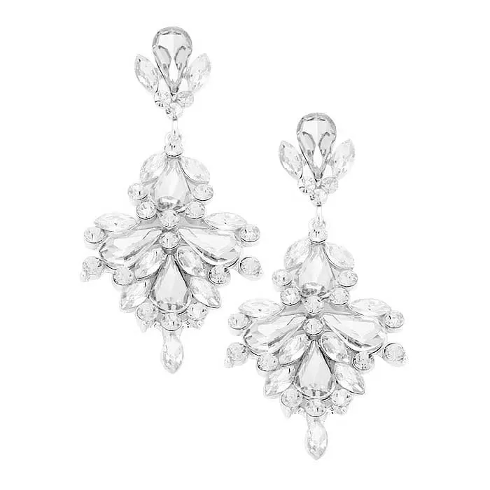 Glass Crystal Statement Evening Earrings