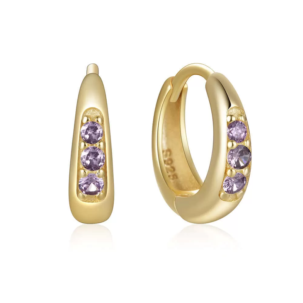 Gold CZ Diamonds Hoop & Huggie Earrings