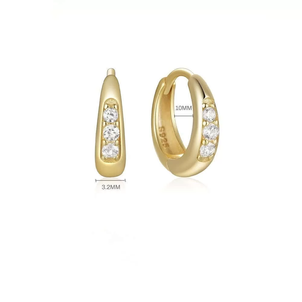 Gold CZ Diamonds Hoop & Huggie Earrings