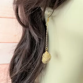 Gold Shell Long Dangle Earrings