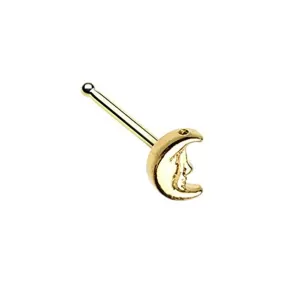 Golden Cresent Moon Face WildKlass Nose Stud Ring