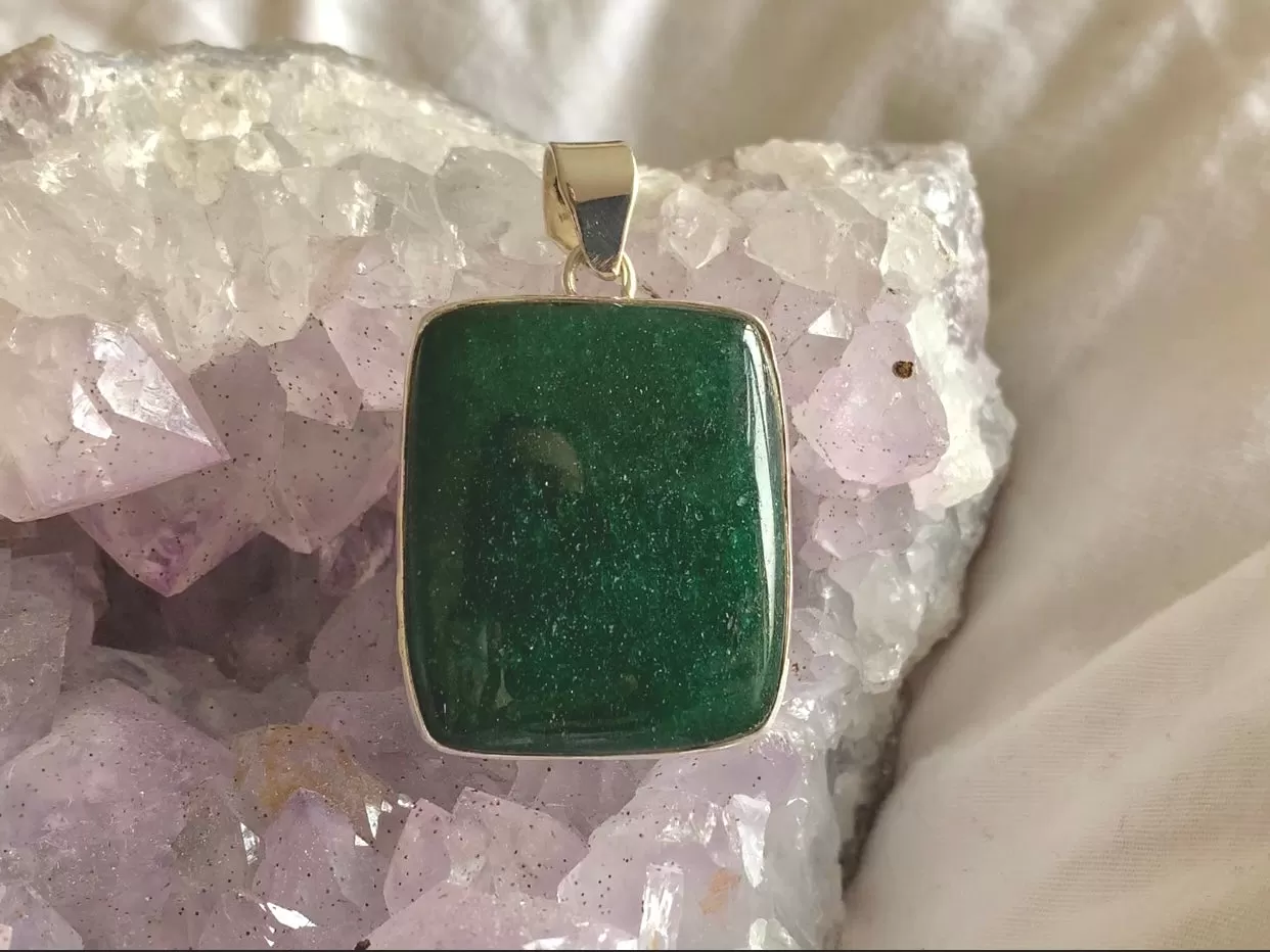 Green Aventurine Akoni Pendant - Large Square