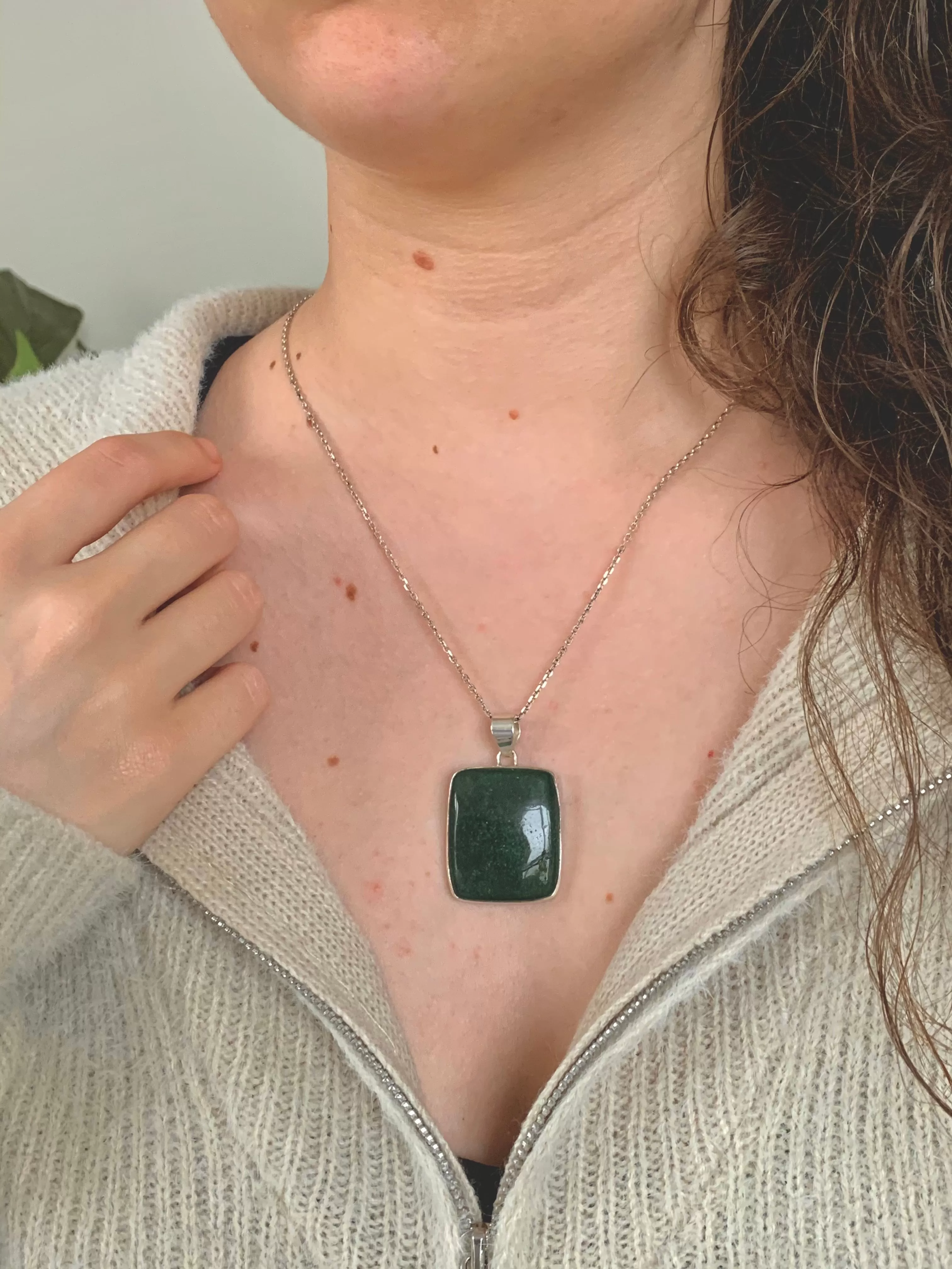 Green Aventurine Akoni Pendant - Large Square