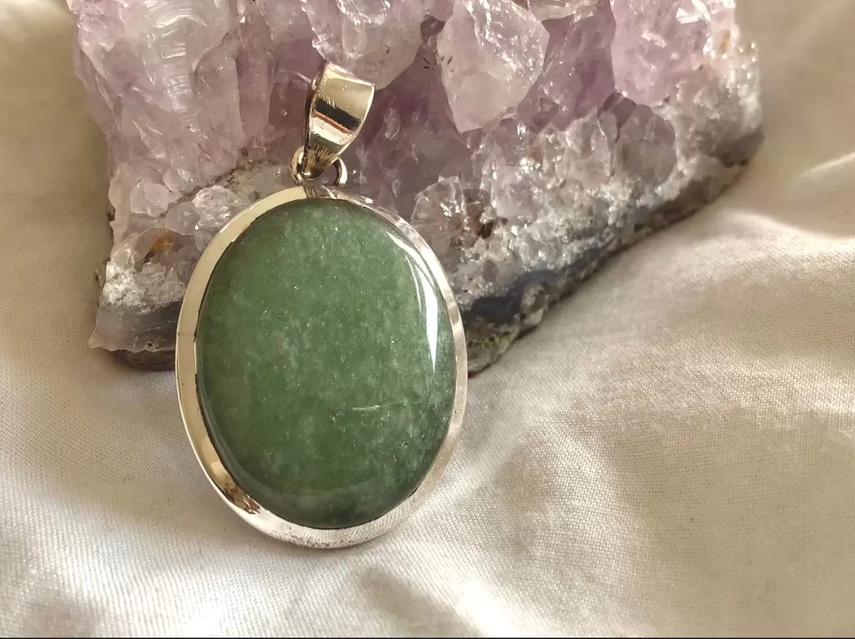 Green Aventurine Naevia Pendant - Reg. Oval