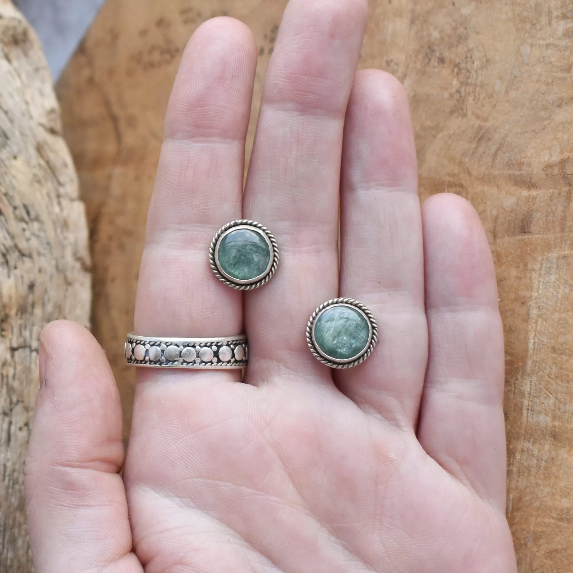 Green Kyanite Traditional Posts - .925 Sterling Silver Studs - Kyanite Posts - Kyanite Studs