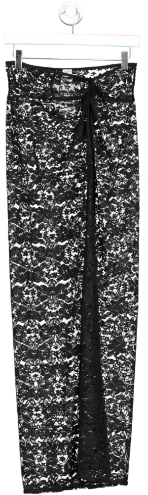 Haloure Black Lace Twist Detail Maxi Skirt UK S