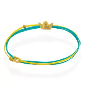 Handmade Turquoise & Yellow Bracelet With Gold Plated Silver Boat