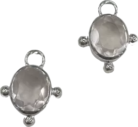 Heavenly London Silver /rose Quartz Oval Detachable Drops For Huggies/hoop Earrings