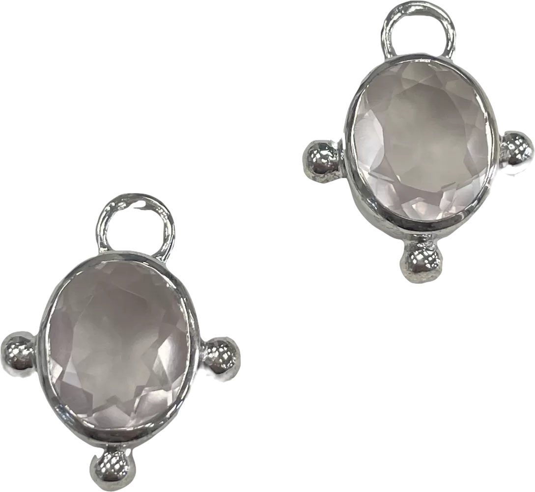 Heavenly London Silver /rose Quartz Oval Detachable Drops For Huggies/hoop Earrings