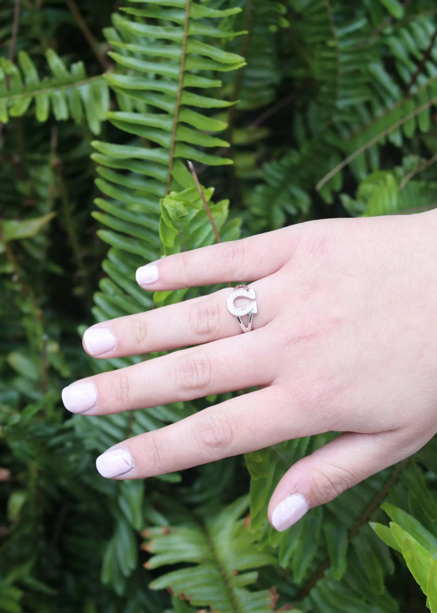 Horseshoe Ring with simulated diamonds