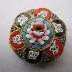 Italian Micro Mosaic Brooch Pin Vintage c1970