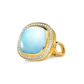 Large Blue Topaz Sugarloaf Ring