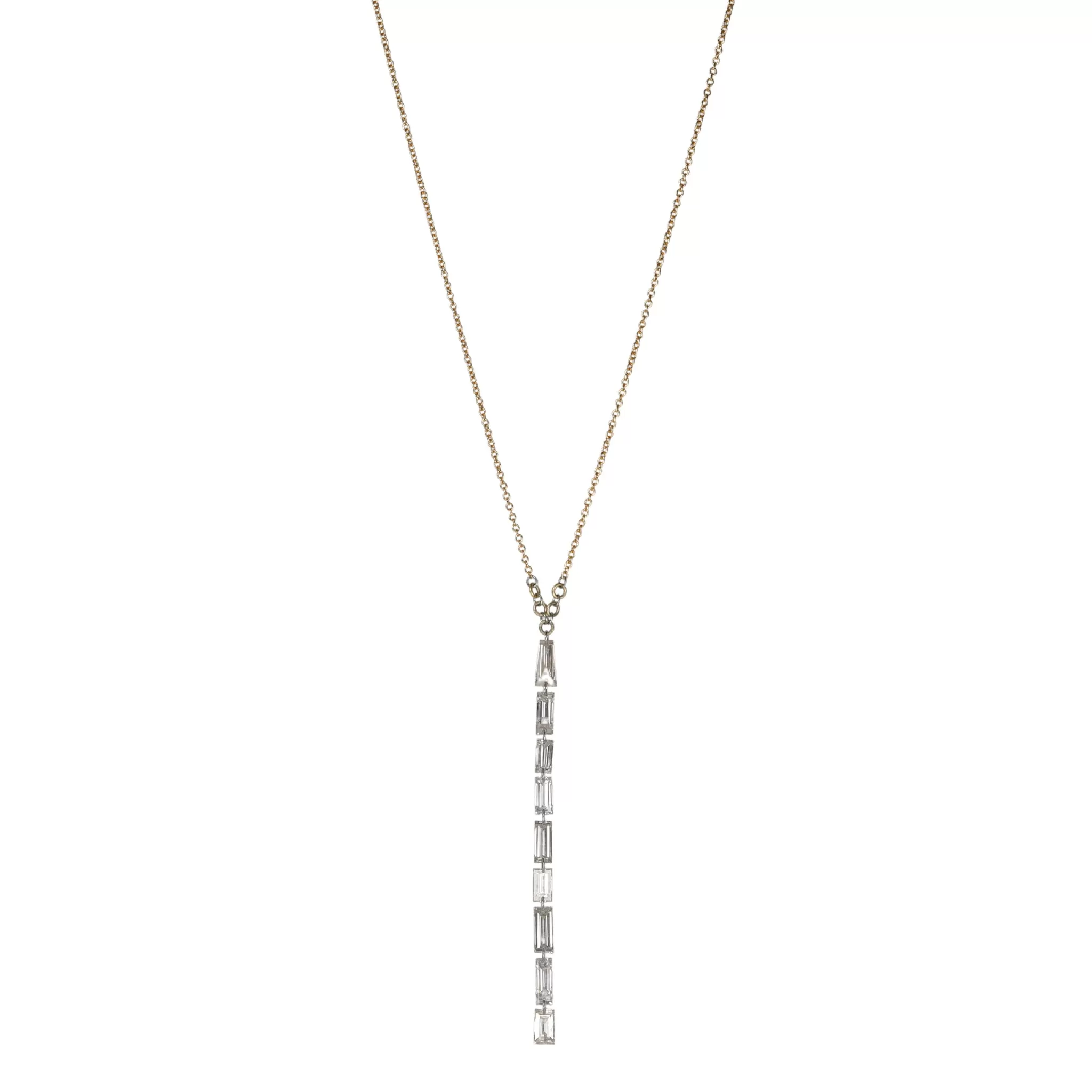 Lariat Necklace With 9 Baguette Diamonds