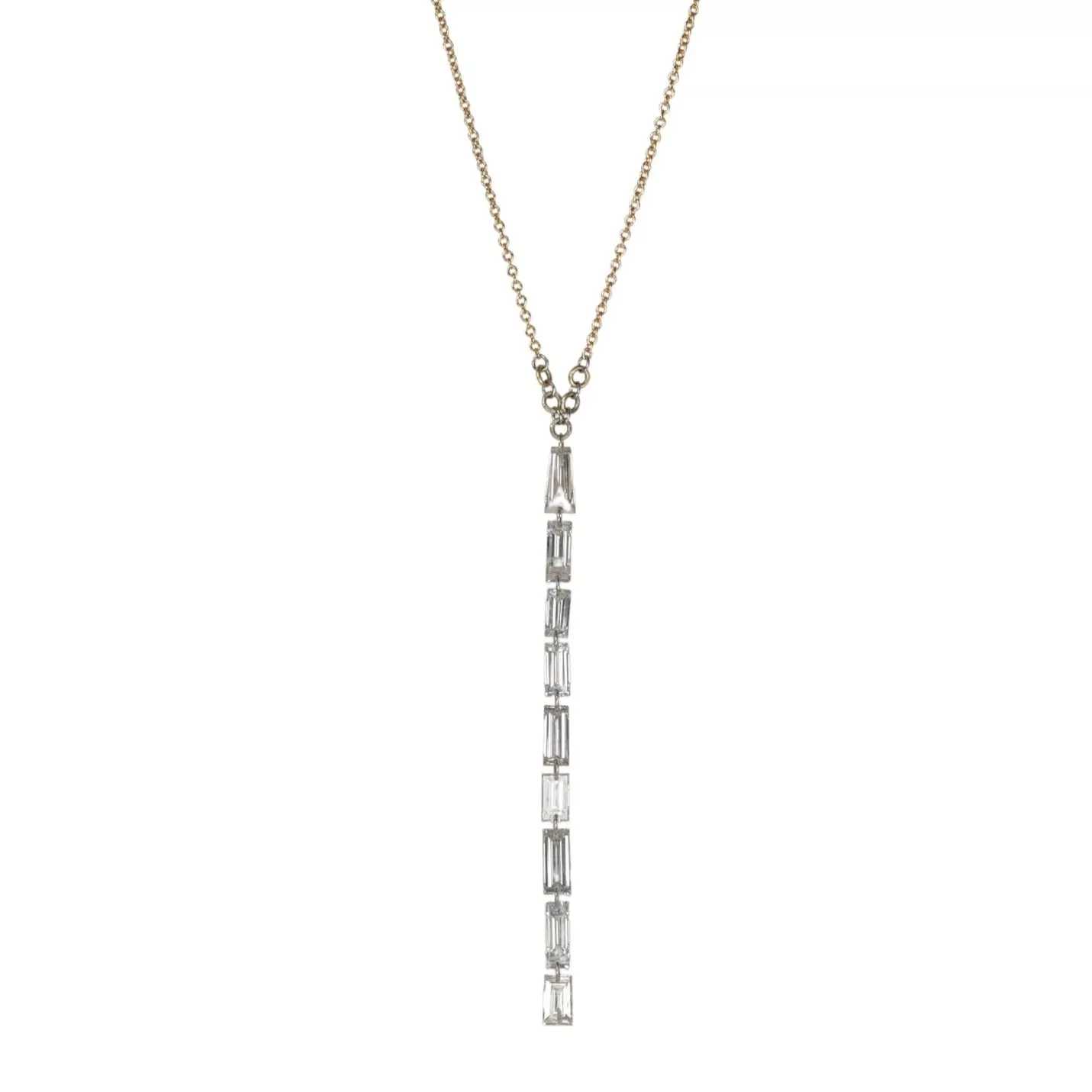 Lariat Necklace With 9 Baguette Diamonds