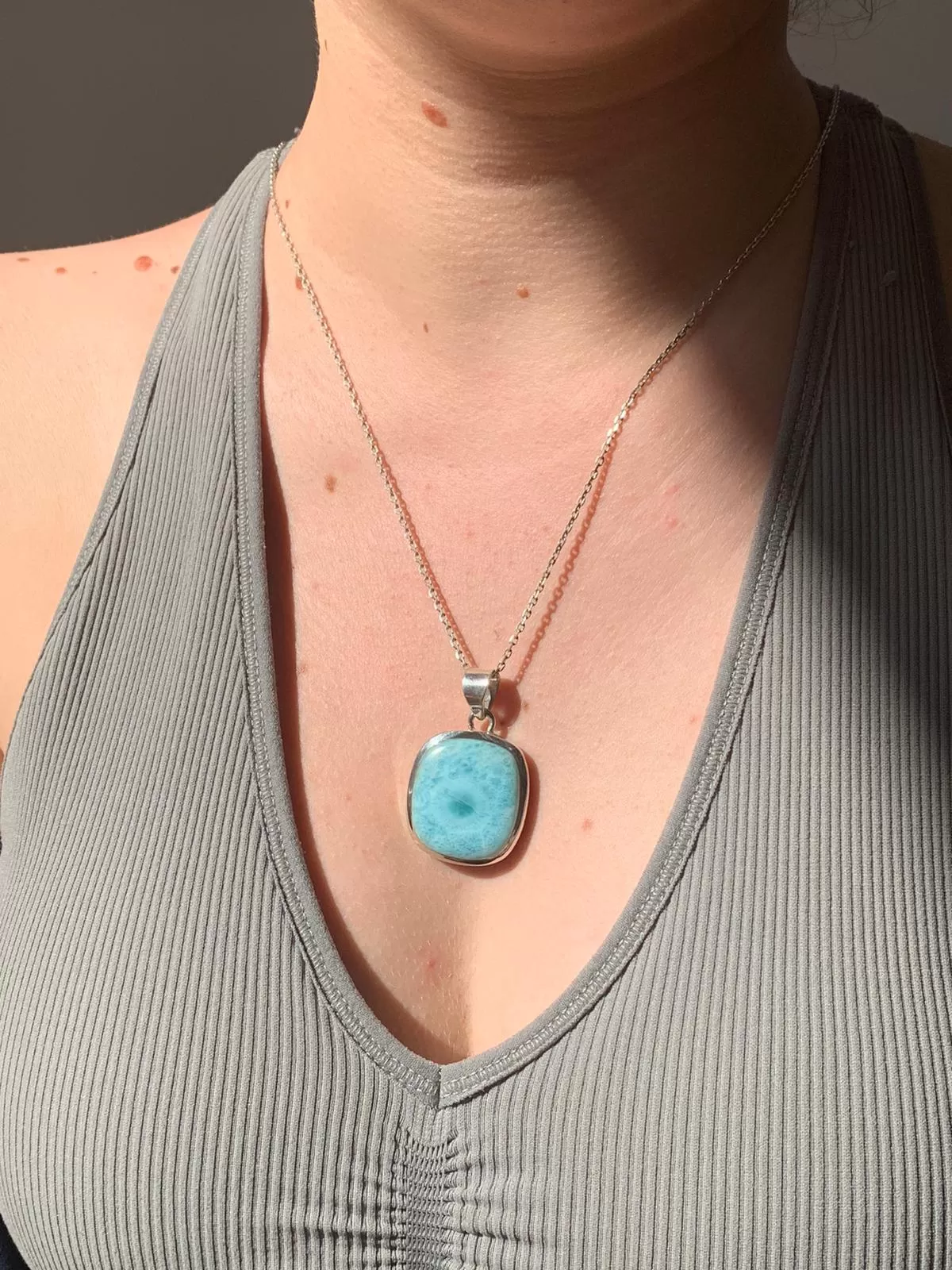 Larimar Naevia Pendant - Square