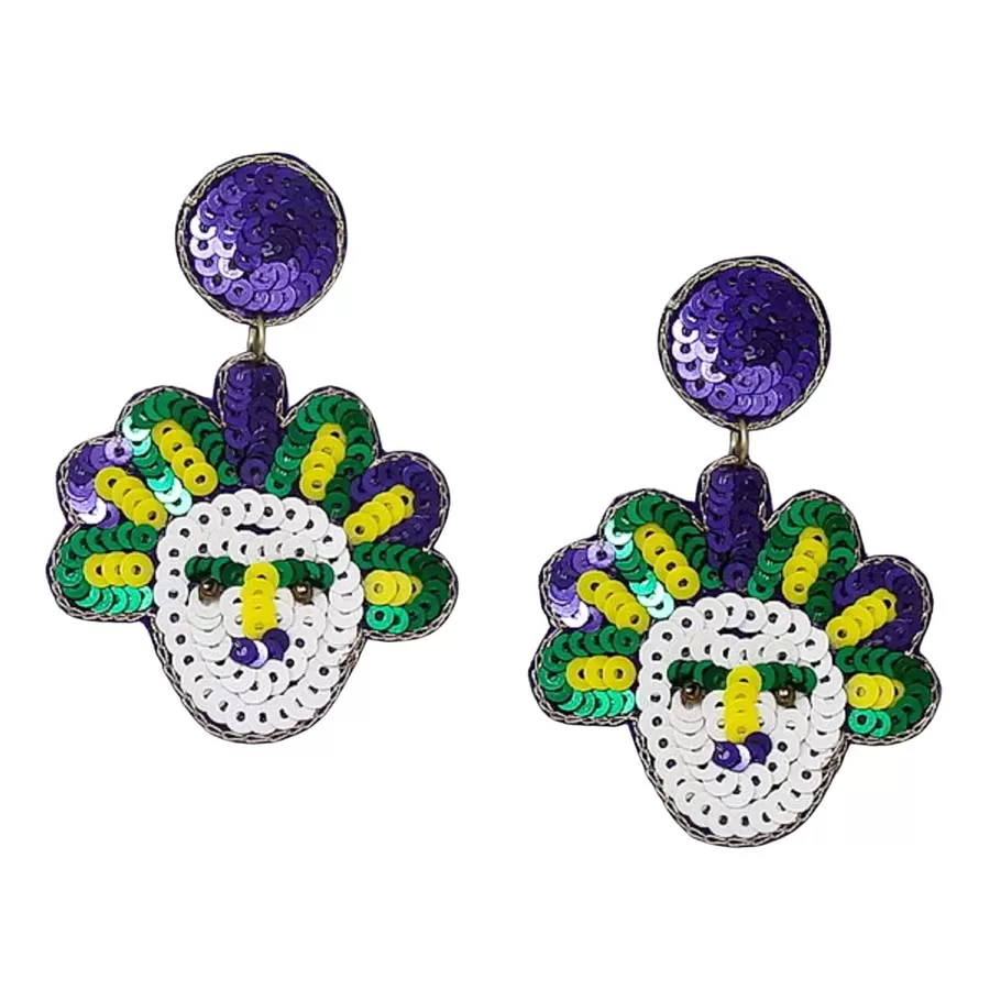 Mardi Gras Jester Sequin Earrings