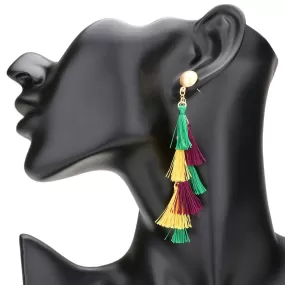 Mardi Gras Tassel Cluster Vine Dangle Earrings