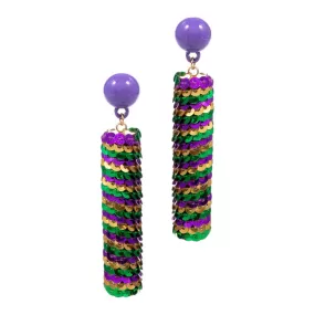 Mardi Gras Wrapped Sequin Dangle Earrings