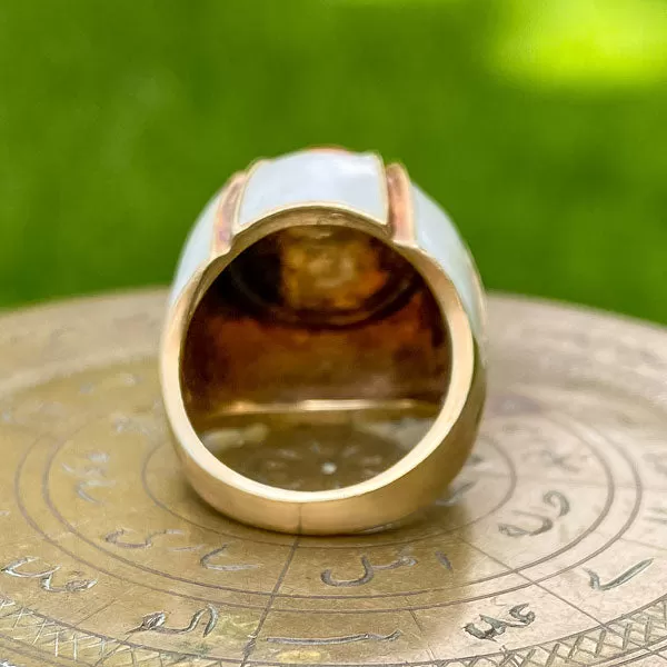 Mid Century Coral & Enamel Ring