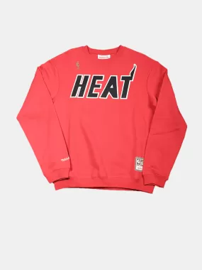 Mitchell & Ness Miami Heat Wordmark Jersey Crew - Faded Red