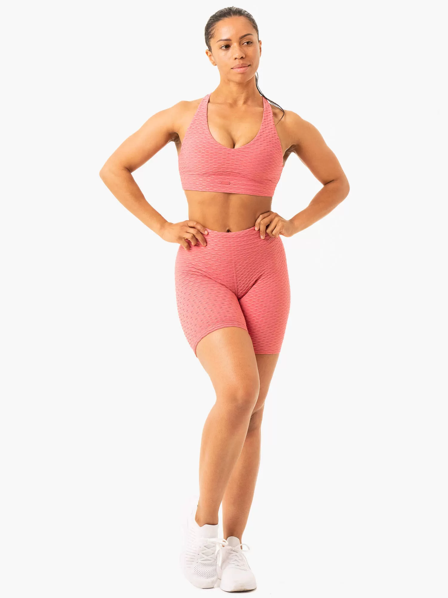 Optic Scrunch Bum Shorts - Lipstick Pink