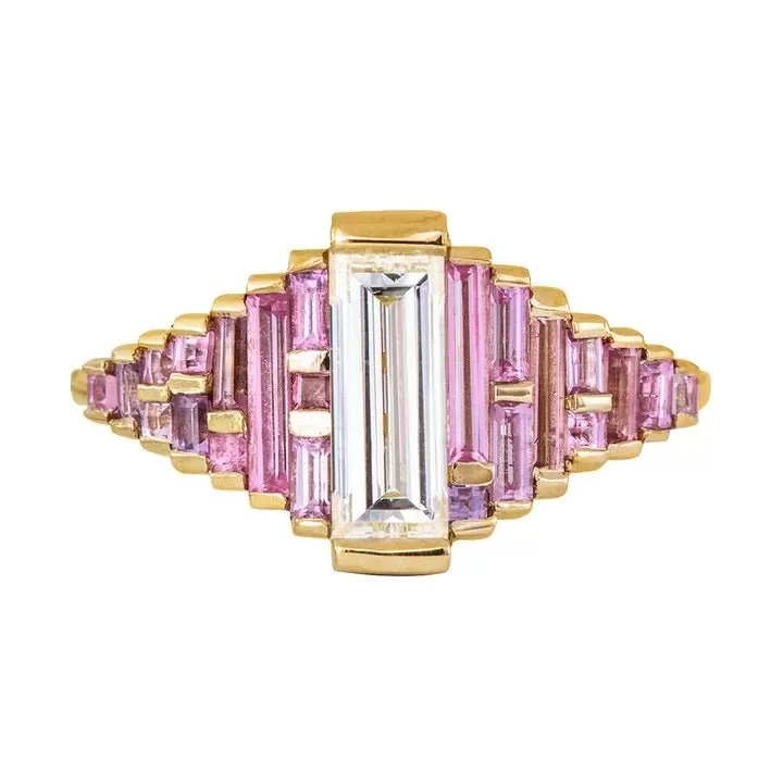 ORDER ONLY: Baguette Diamond Ring with Lilac Sapphires