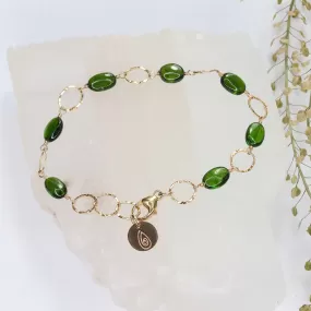 Palm Leaf - Chrome Diopside Gold Bracelet