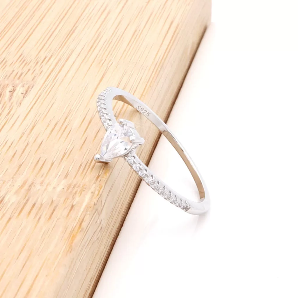 Pear Shaped CZ Solitaire Sterling Silver Ring