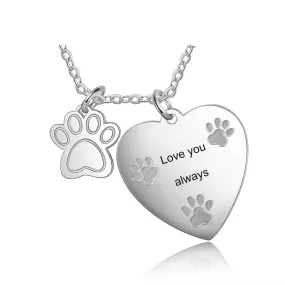 Personalized Pet Paw Engraving Necklace